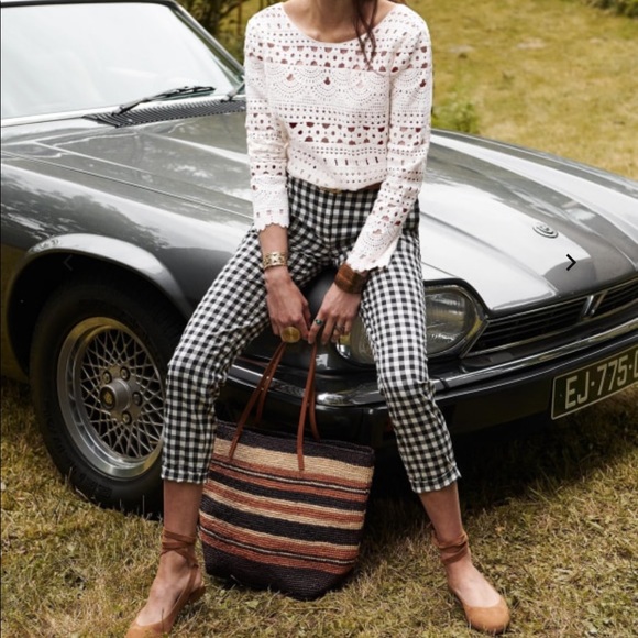 Sezane Pants - Sezane Gingham Gustavo Pants. 38